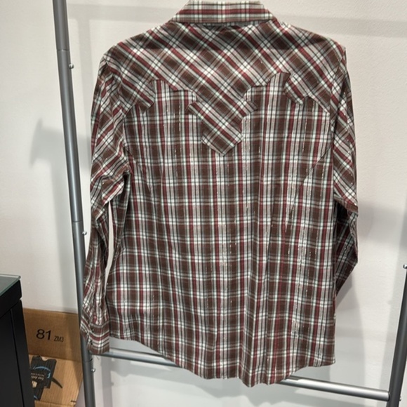 Wrangler Western Shirt Pearl Snap Button Closure Long Sleeve Plaid Multicolor L - Picture 4 of 7